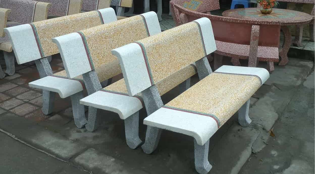 Ghế đá ngoài trời 2 màu